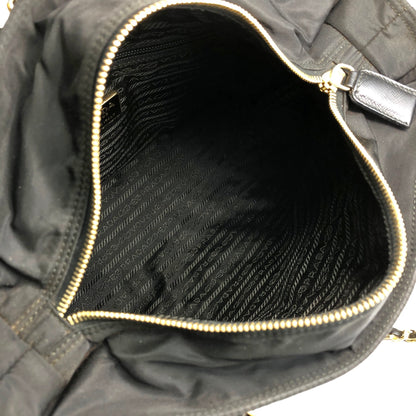 PRADA Tessuto Triangle Logo Chain Shoulder bag Black Vintage aymjy2