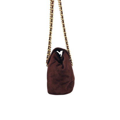 PRADA Triangle Logo Chain Shoulder bag Brown Vintage aprb7j