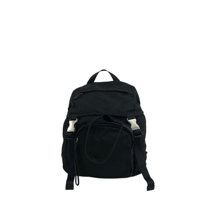 PRADA Tessuto Triangle Logo Front Buckle Backpack Black Vintage ynp78c