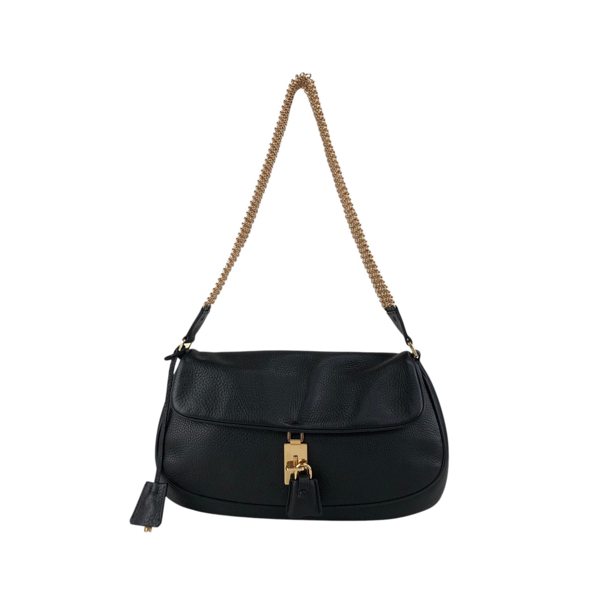 PRADA Turn Lock Shoulder bag Black Vintage atdszw