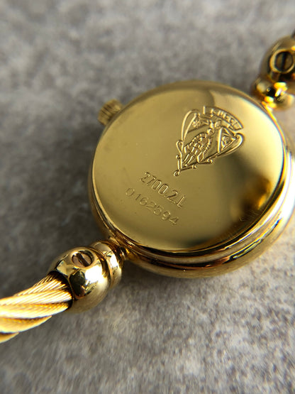 GUCCI Logo Bangle Quartz Watch Gold 2700.2.L Vintage 58benr