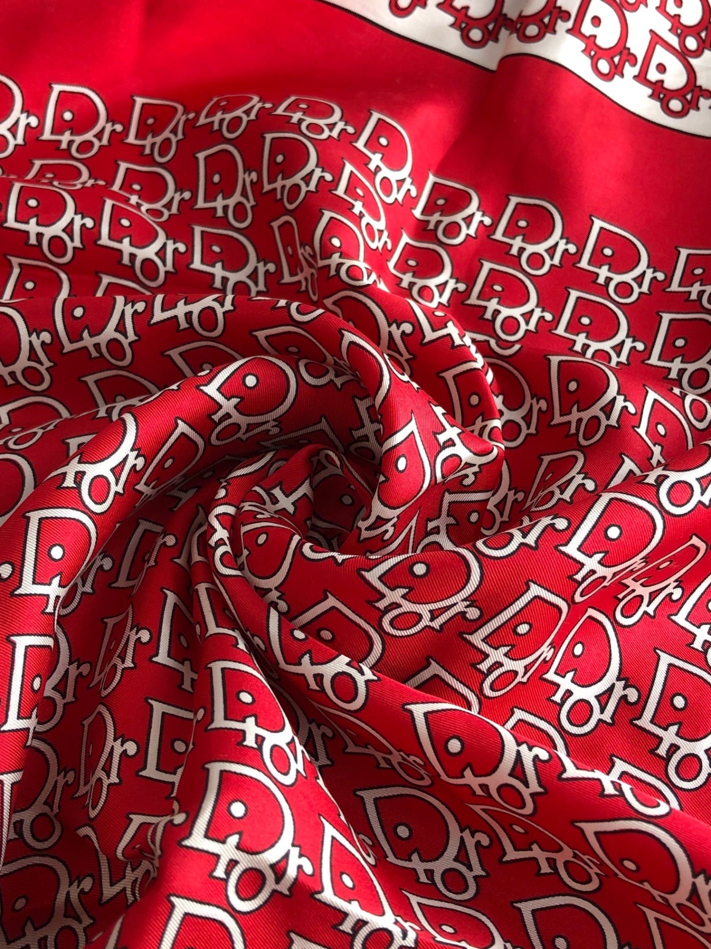 Christian Dior Trotter Scarf Red×White Vintage 6dfadj