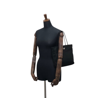 PRADA Tessuto Triangle Logo Totebag Black Vintage wen6ju
