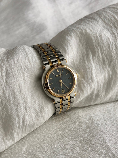 GUCCI GG Motif Watch Silver×Gold 9100L Vintage vgjnar