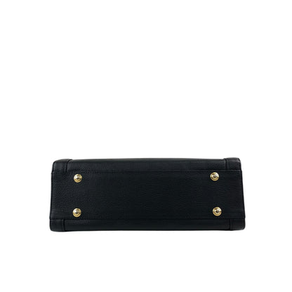 Yves Saint Laurent YSL Logo Top Handle Handbag Black Vintage heismg