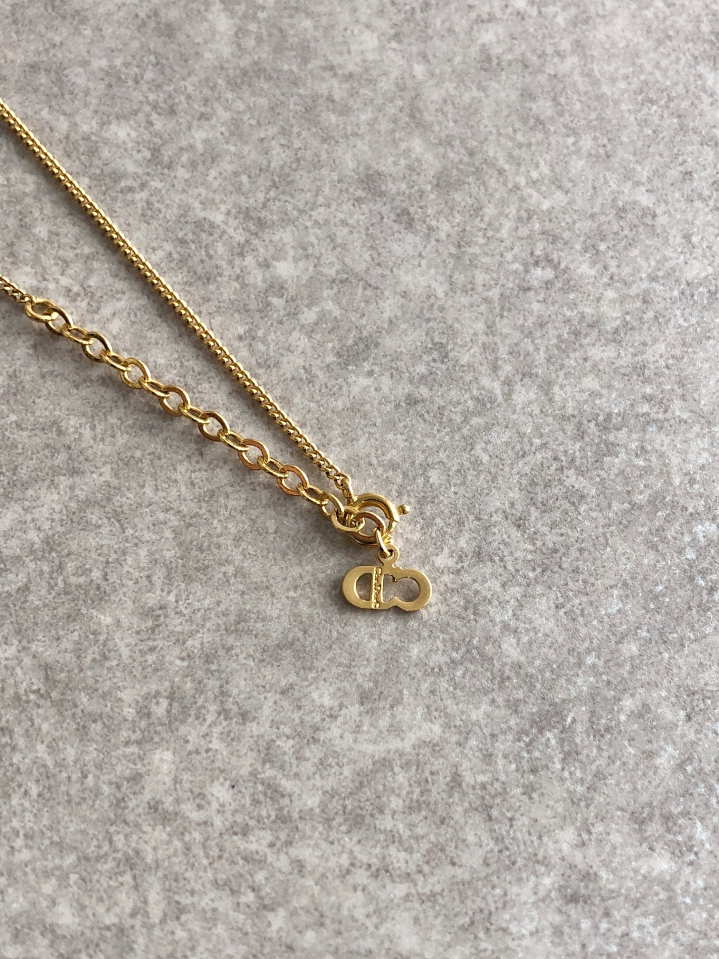 Christian Dior CD Logo Necklace Gold Vintage hvgxsk