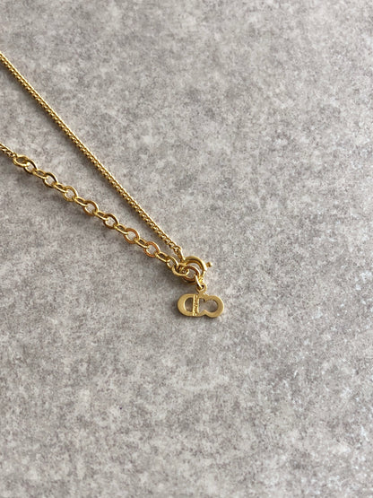 Christian Dior CD Logo Necklace Gold Vintage hvgxsk