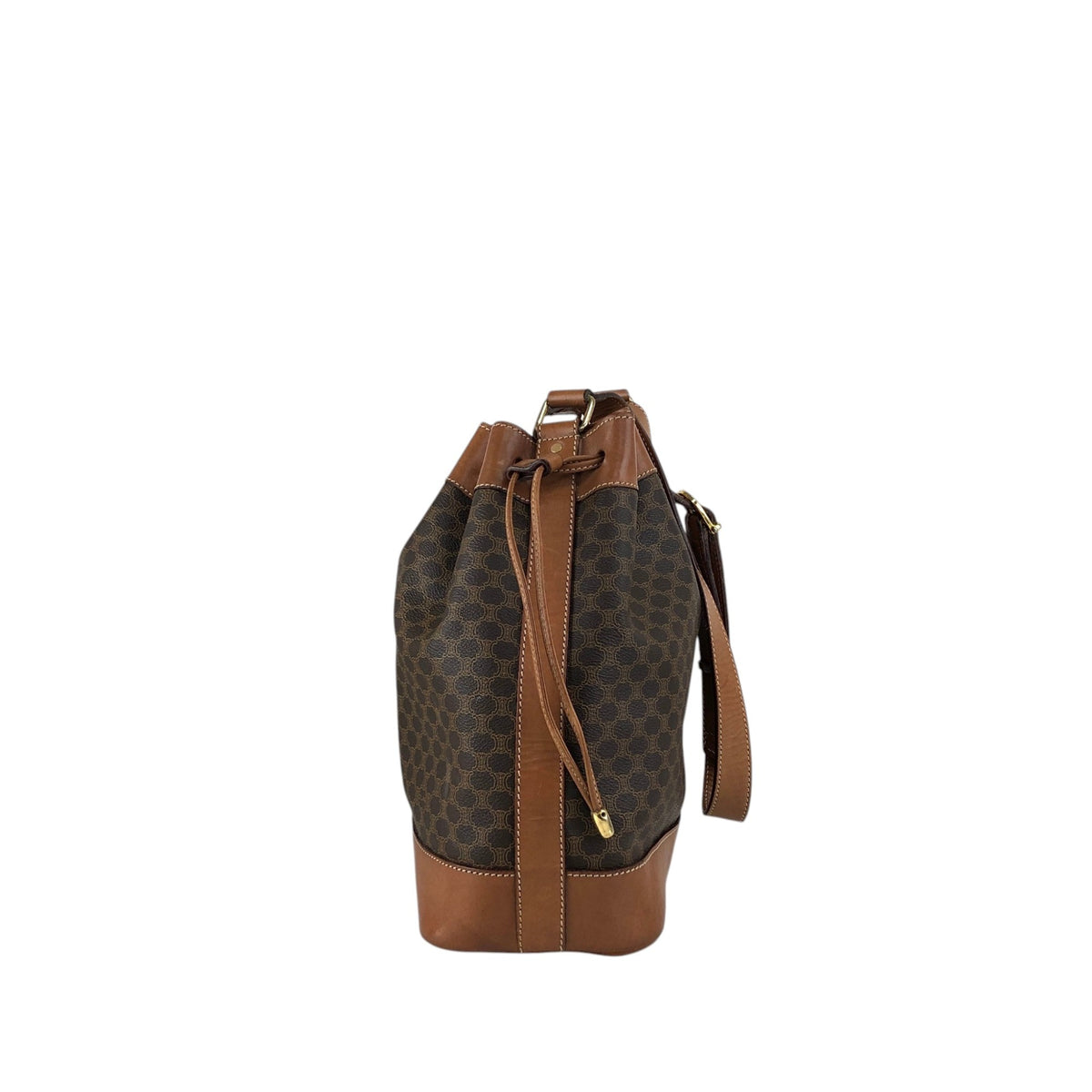 CELINE Macadam Blason Drawstring Shoulder bag Brown Vintage tc6d7e