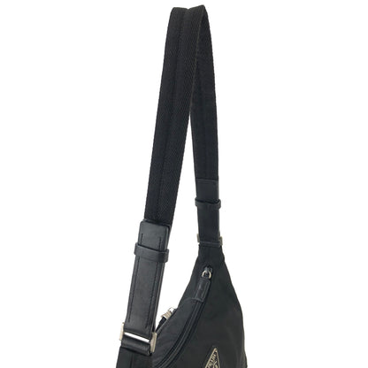 PRADA Triangle Logo Nylon Shoulder bag Hobobag Black Vintage bbyjfb