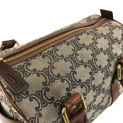 CELINE Triomphe Small Boston bag Handbag Beige Vintage btsixw