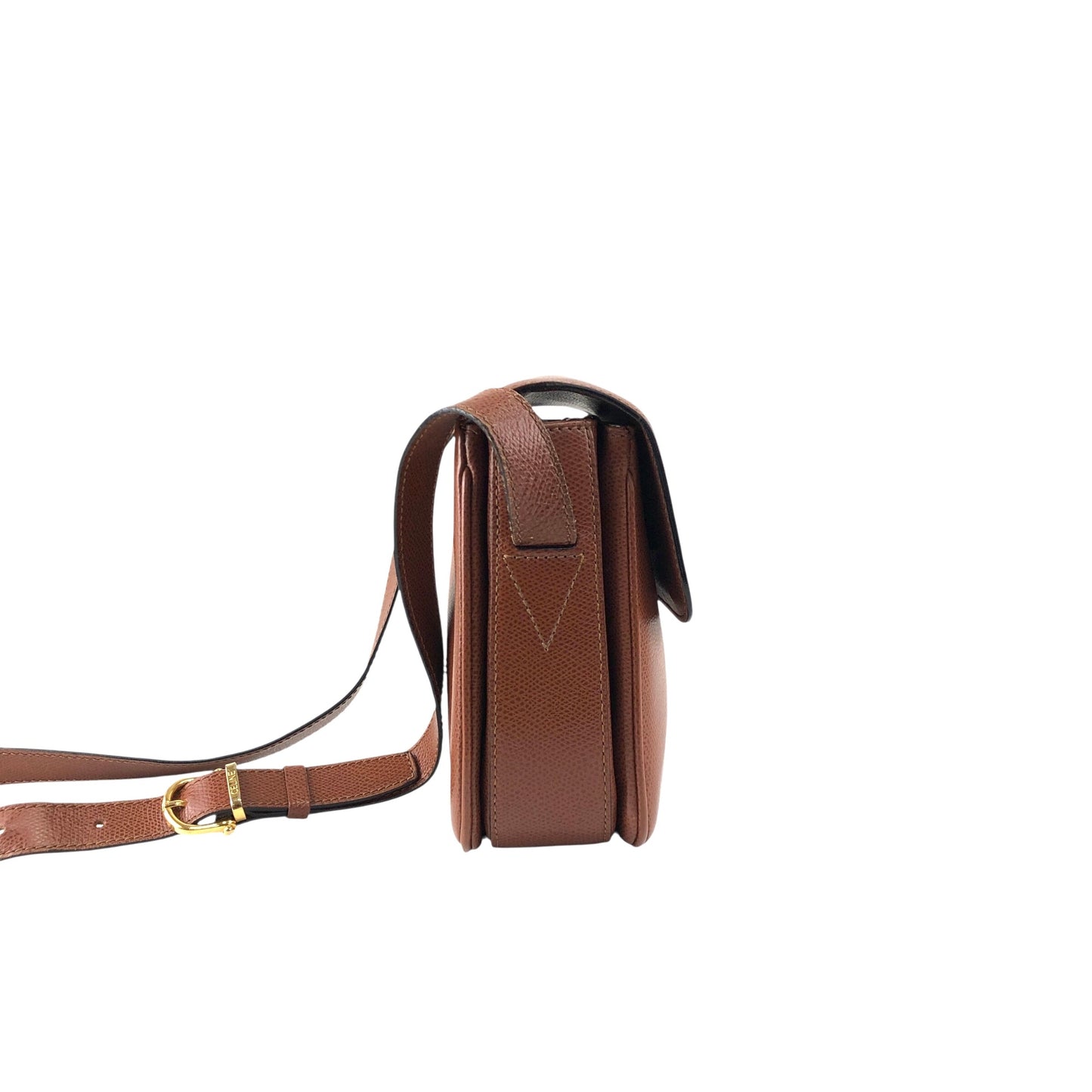 CELINE Turn Lock Shoulder bag Brown Vintage hdtdu2