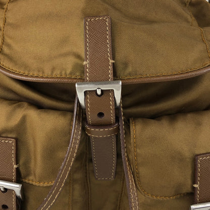 PRADA Tessuto Triangle Logo Double Pocket Handbag Shoulder bag Beige Vintage cgzz8n