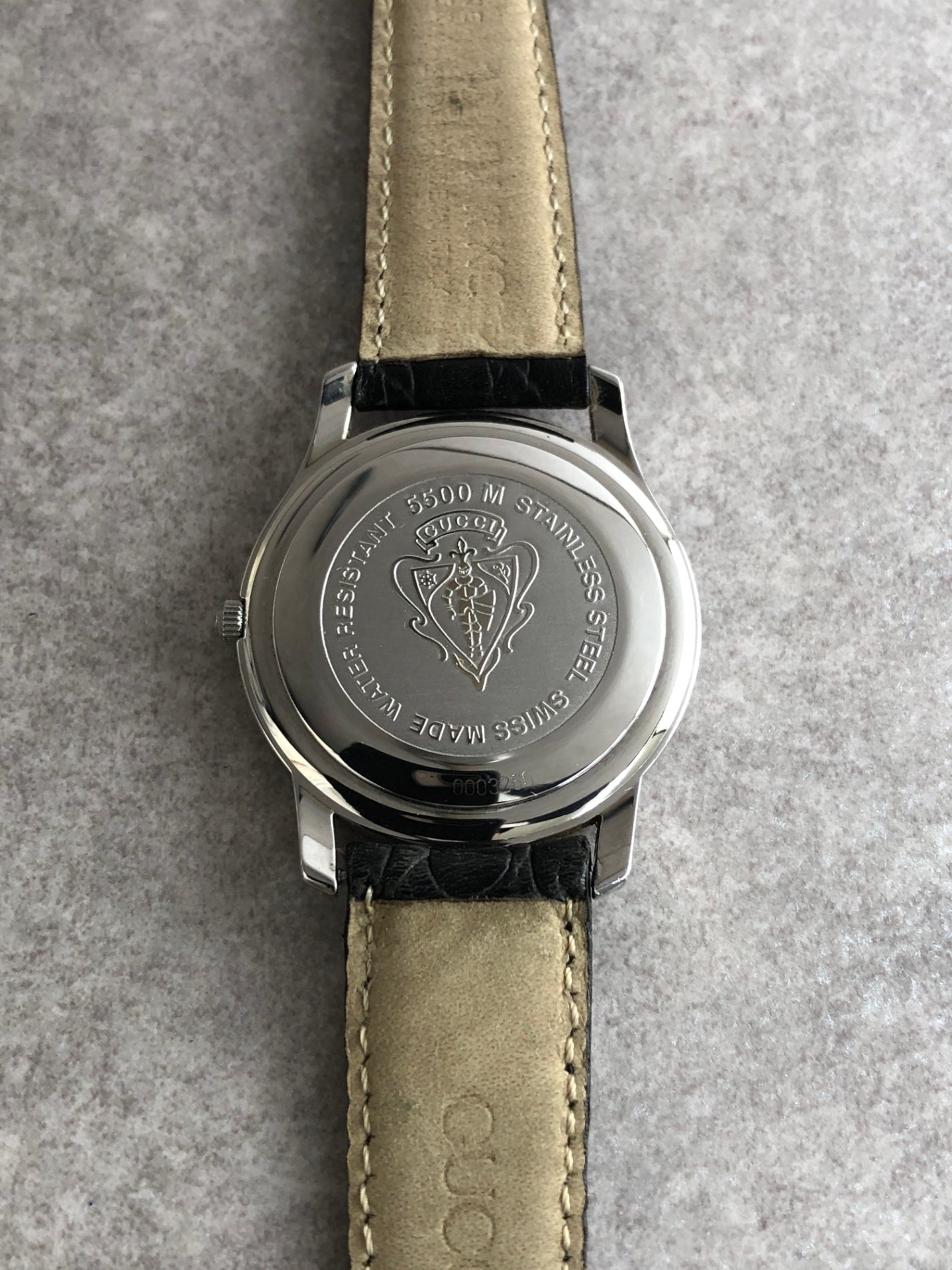 GUCCI Logo Watch Silver×Black 5500Ｍ Vintage 24mgta