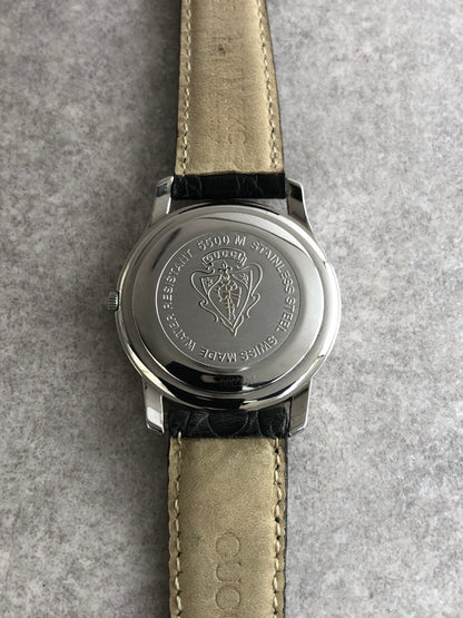 GUCCI Logo Watch Silver×Black 5500Ｍ Vintage 24mgta