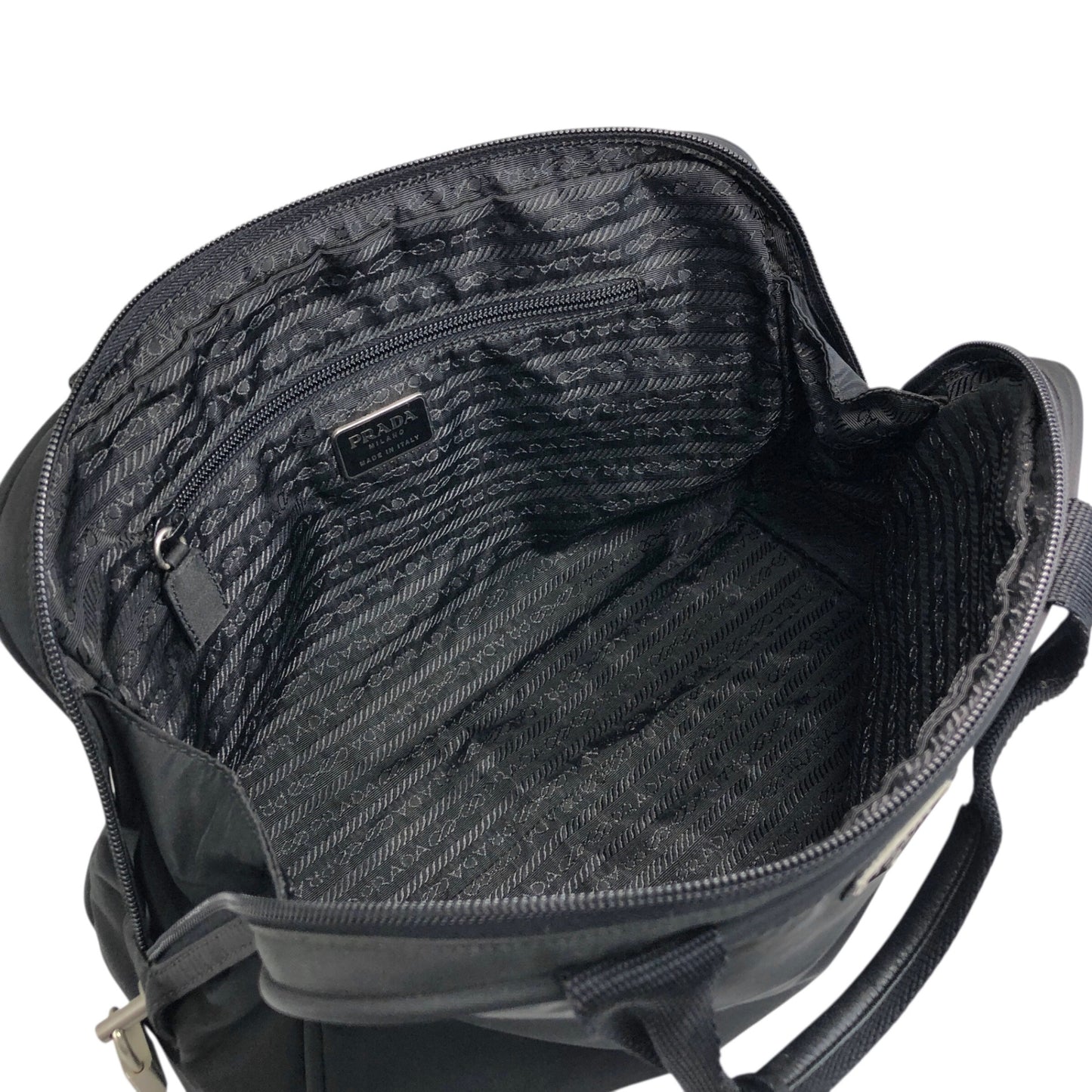 PRADA Triangle Logo Padlock Handbag Black Vintage n4a2rw