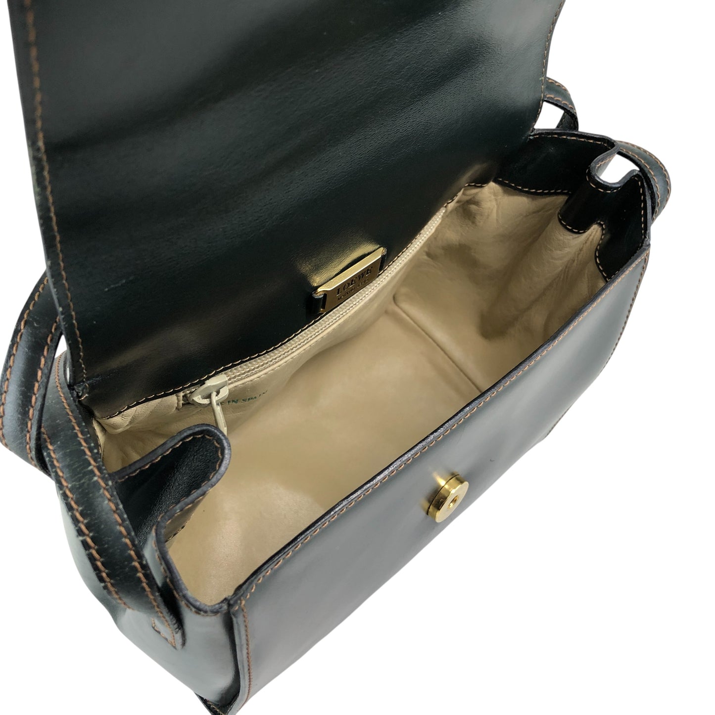LOEWE Logo Embossed Shoulder bag Dark Green Vintage 583xh5