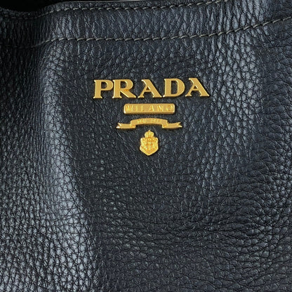 PRADA Logo Handbag Black BN2534 Vintage 6ubit3