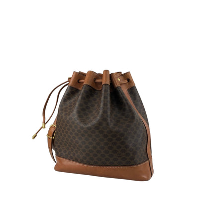 CELINE Macadam Drawstring Shoulder bag Brown Vintage v7knp2