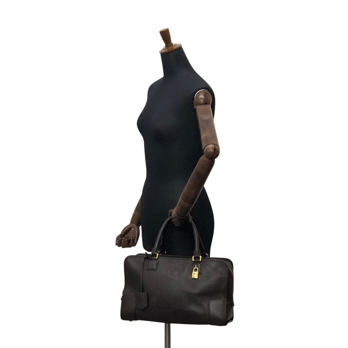 LOEWE Amazona36 Anagram Handbag Boston bag Dark Brown Vintage ihmrwb