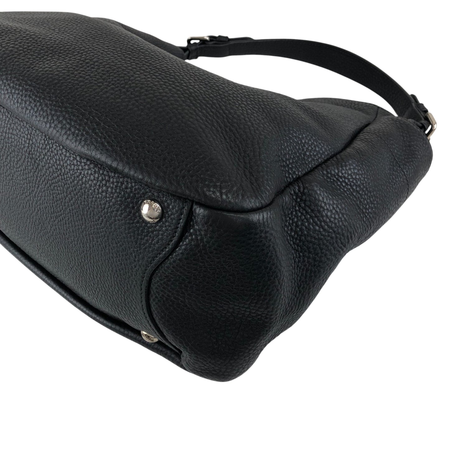 PRADA Triangle Logo Side Pocket Shoulder bag Black Vintage wr45fx