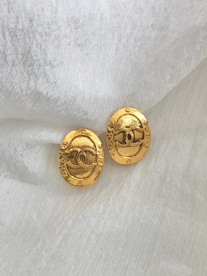 CHANEL Coco Mark Earrings Gold Vintage zss46g