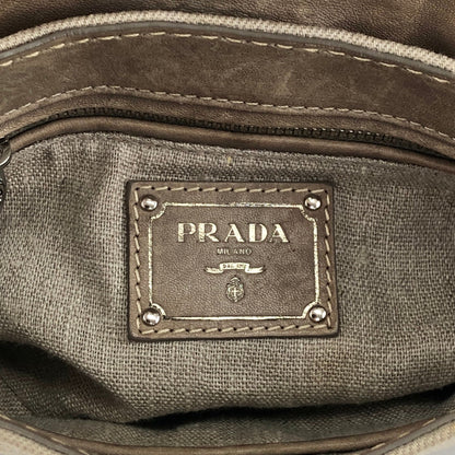 PRADA Triangle Logo Turn Lock Shoulder bag Beige Vintage hrktdk