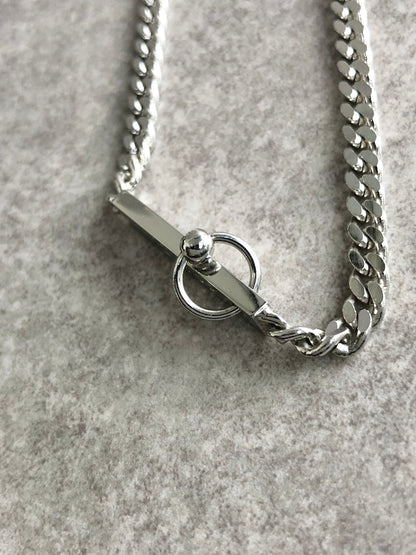 Christian Dior Logo Motif Necklace Silver Vintage 35bccv