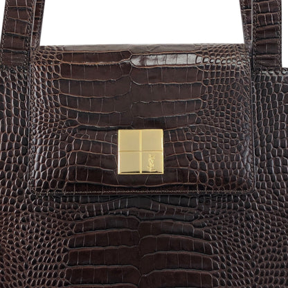 Yves Saint Laurent YSL Logo Handbag Brown Vintage 2xrtap