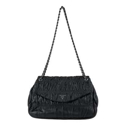 PRADA Logo Lock Chain Shoulder bag Black Vintage v87v8v