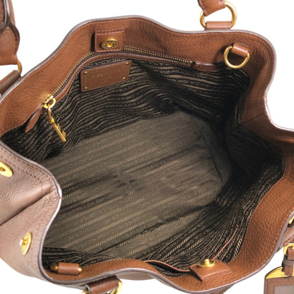 PRADA Logo Two-way Handbag Shoulder bag Brown Vintage avpisn