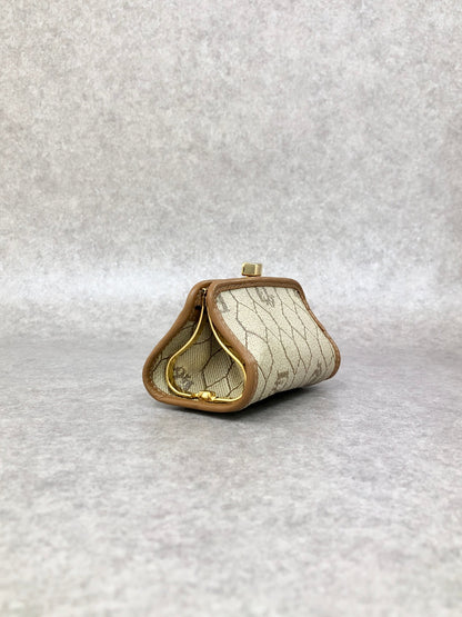 Christian Dior Honeycomb Pattern Logo Metal Clasp Coin Purse Brown Vintage a8fagn