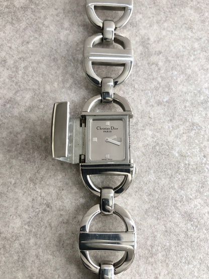 Christian Dior Logo Quartz Watch Silver D78-100 Vintage pbcnse