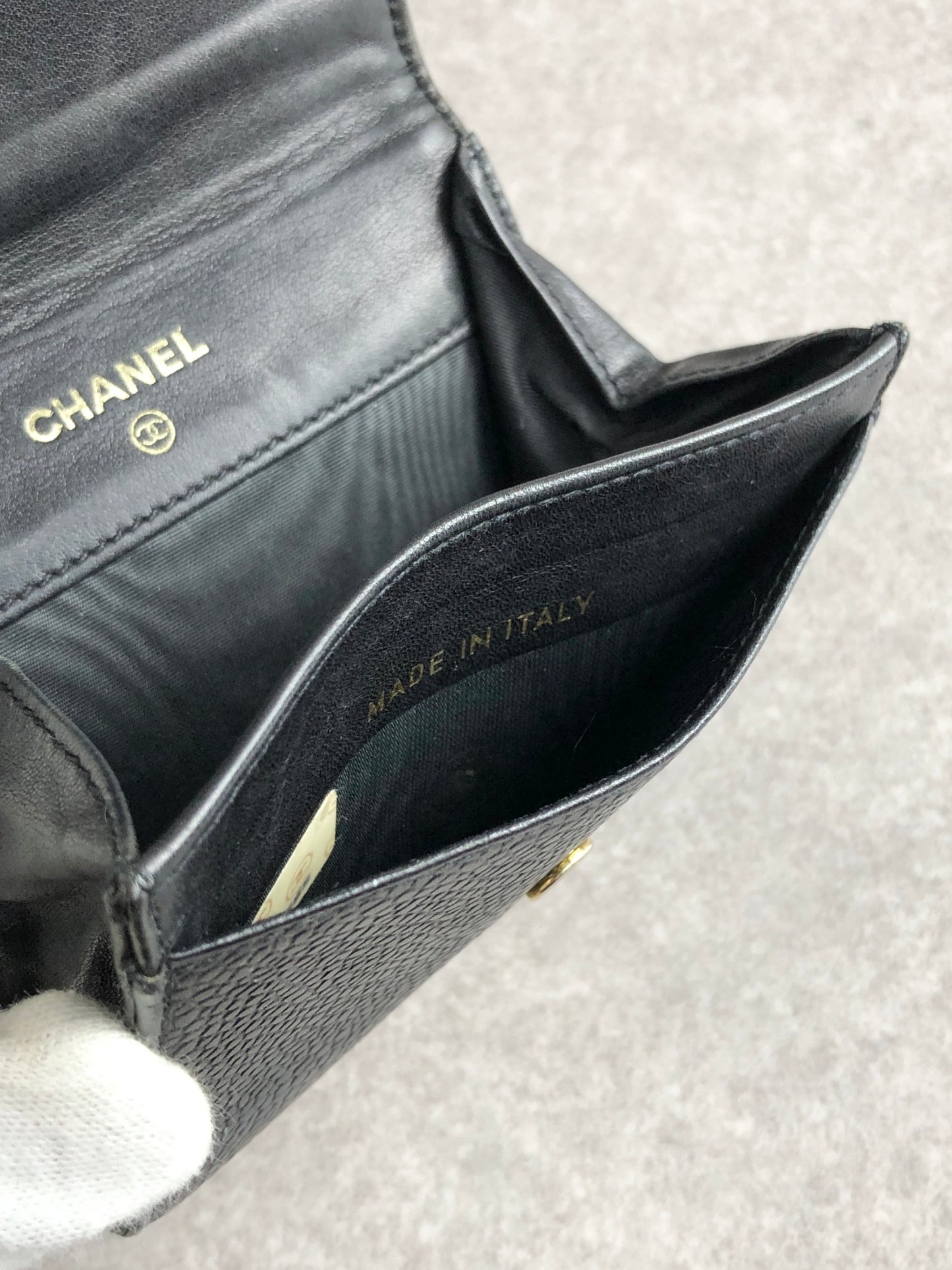 CHANEL Coco Mark Coin Purse Black Vintage gscxim