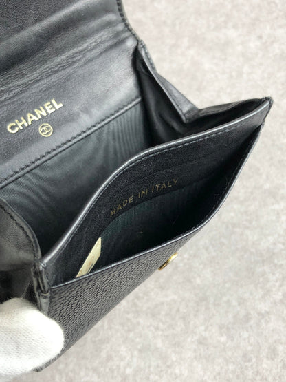 CHANEL Coco Mark Coin Purse Black Vintage gscxim