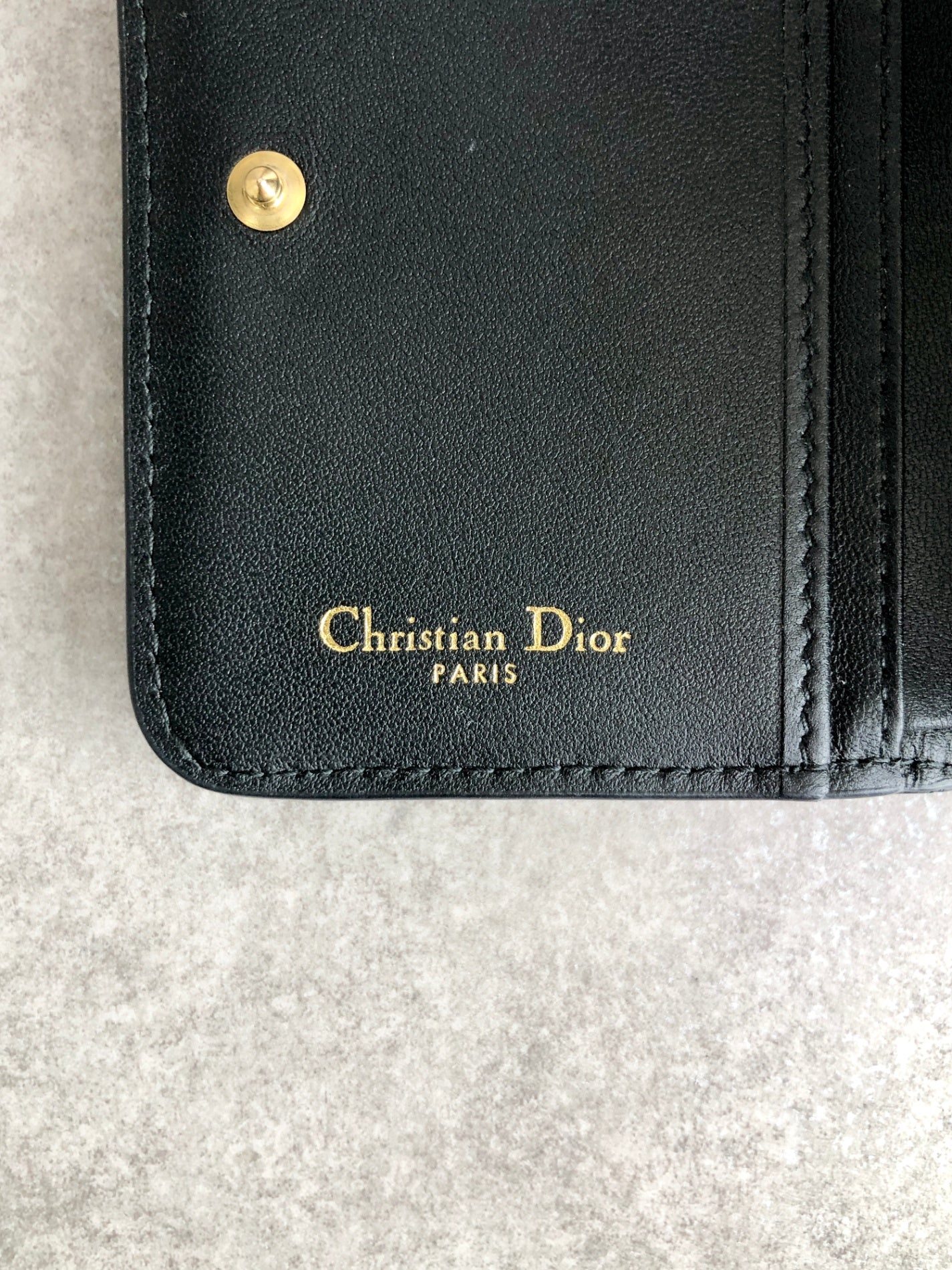 Christian Dior Cannage Folded Wallet Black Vintage j7yntp