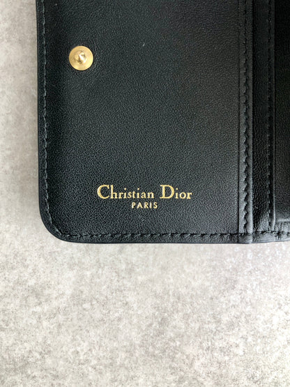 Christian Dior Cannage Folded Wallet Black Vintage j7yntp
