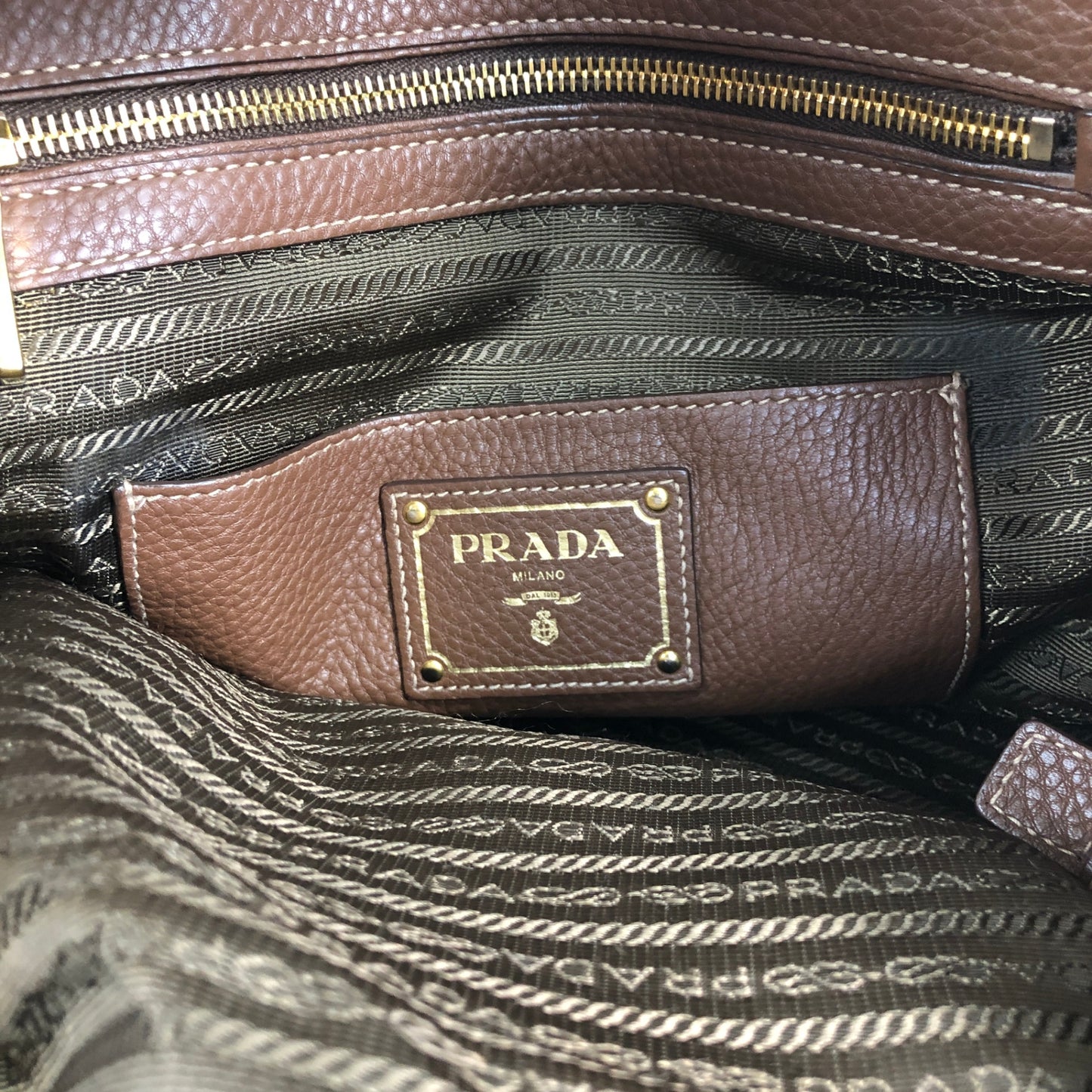 PRADA Triangle Logo Two-way Handbag Shoulder bag Brown Vintage eh2tjx