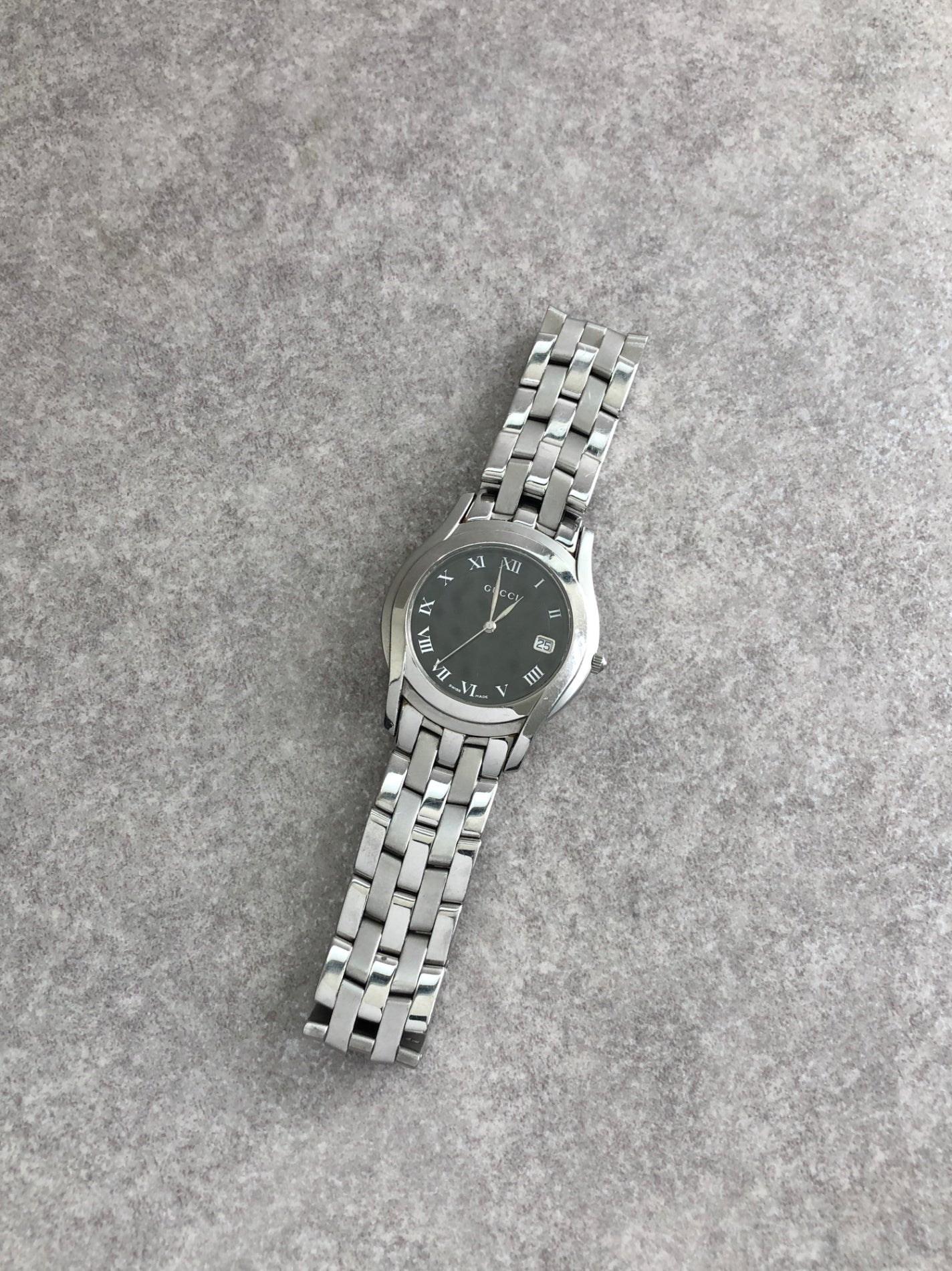 GUCCI Logo Quartz Watch Silver Vintage vx345b