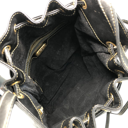 FENDI Logo Drawstring Shoulder bag Black Vintage 5bbkpm