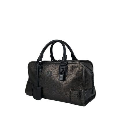 LOEWE Amazona Anagram Small Boston bag Handbag Metallic Black Vintage zmwhrn