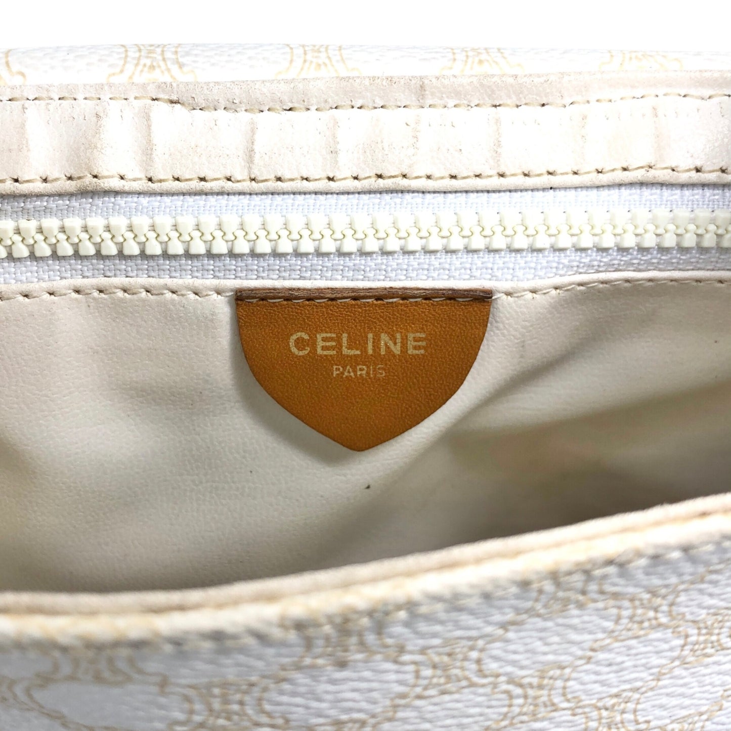 CELINE Macadam Horse Bit Shoulder bag White Vintage ctjind