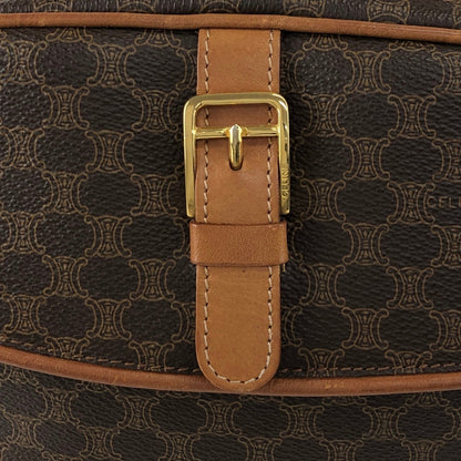 CELINE Macadam Front Buckle Shoulder bag Brown Vintage htiyru