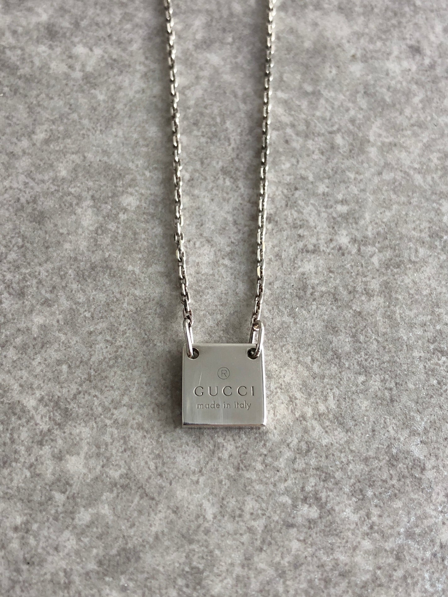 GUCCI Logo Necklace Silver 925 Vintage hkze3s