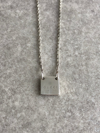 GUCCI Logo Necklace Silver 925 Vintage hkze3s