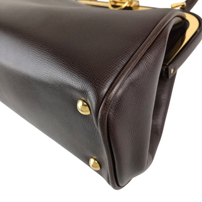 Christian Dior Gancini Metal Clasp Two-way Handbag Shoulder bag Brown Vintage pzns32