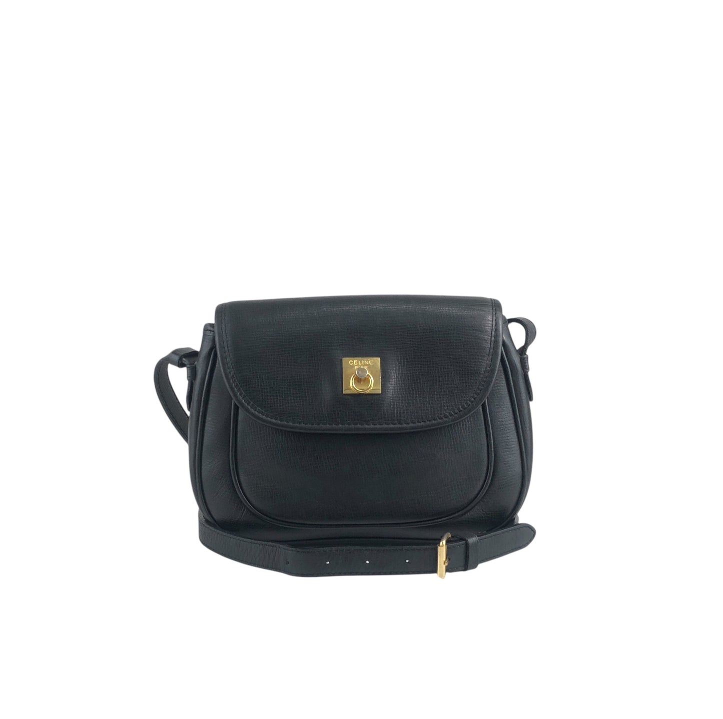 CELINE Gancini Shoulder bag Black Vintage 4xp2cr