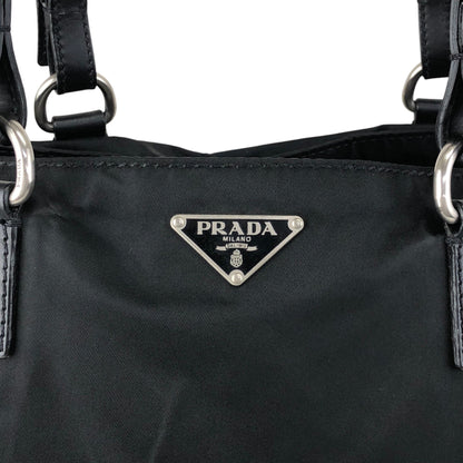 PRADA Triangle Logo Handbag Totebag Black Vintage ezvjia