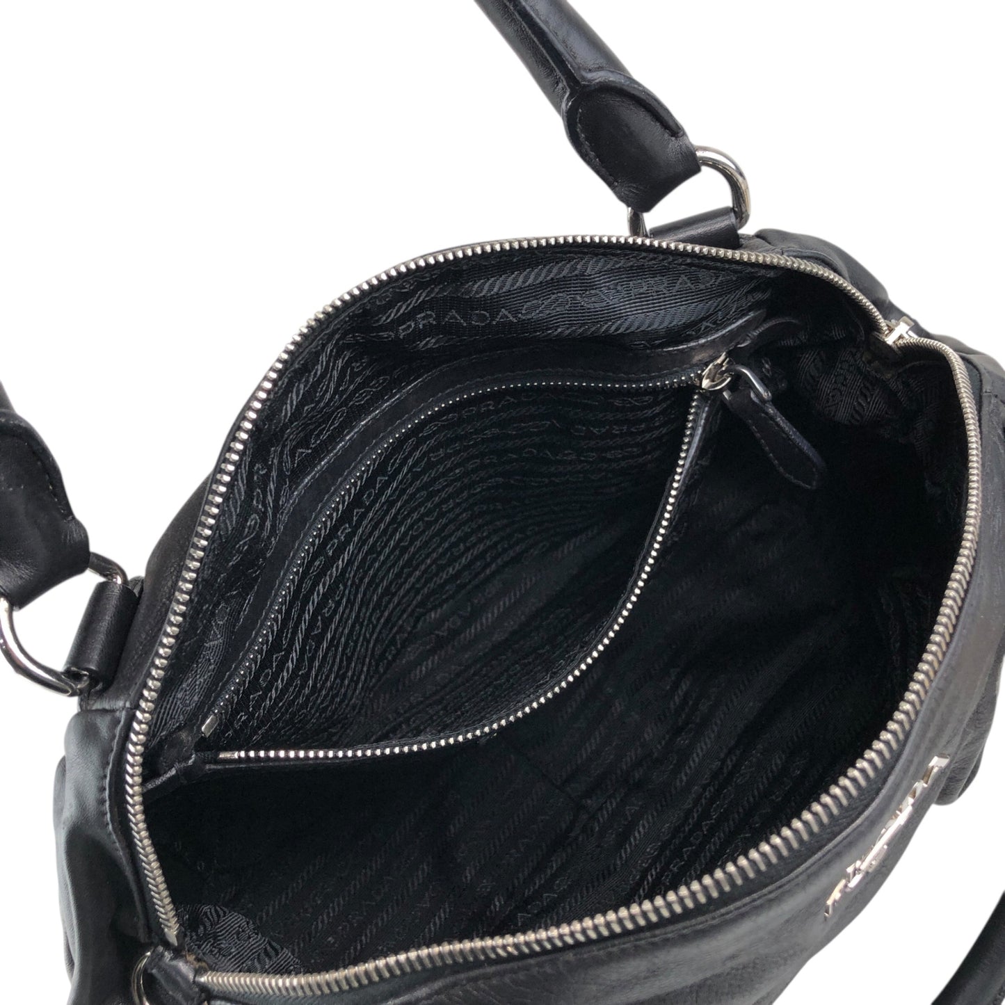 PRADA Logo Two-way Handbag Shoulder bag Black Vintage 28pkhx