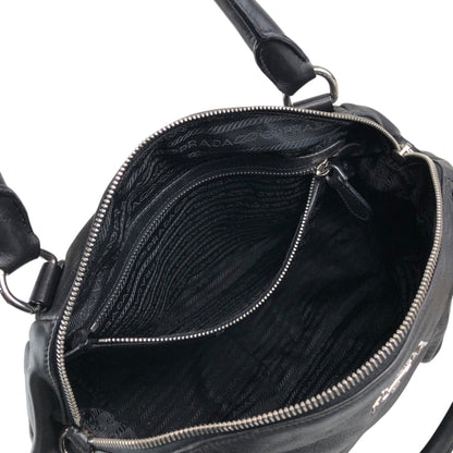 PRADA Logo Two-way Handbag Shoulder bag Black Vintage 28pkhx
