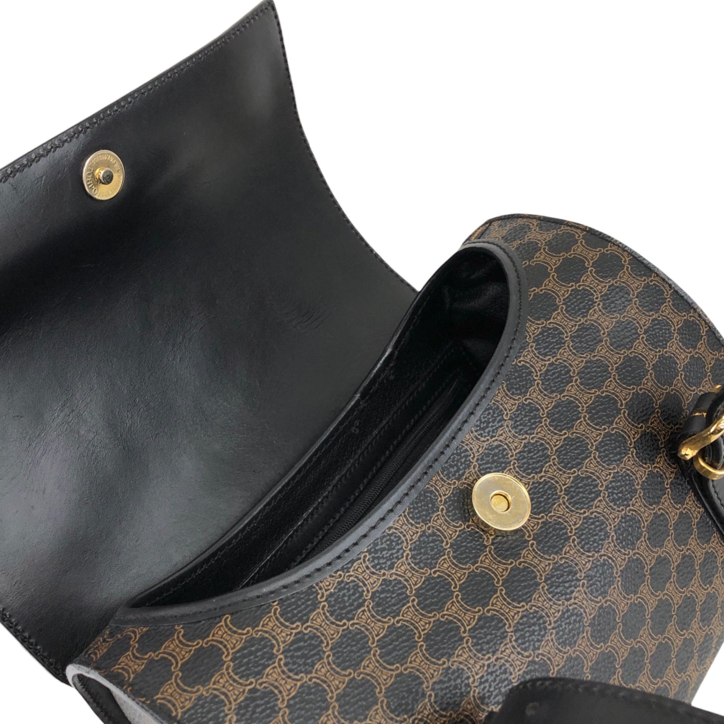 CELINE Macadam Handbag Vanity bag Black Vintage c64kav